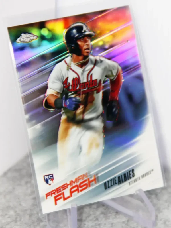 2018 Ozzie Albies #FF-8 Topps Chrome Freshman Flash Refractor RC - stand