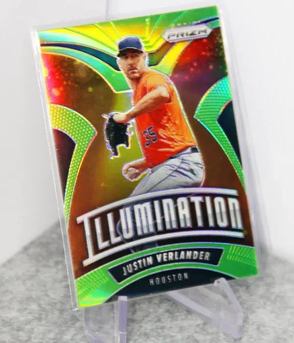 2020 Justin Verlander #I-2 Panini Prizm Illumination Lime Green Prizm SN#12 - stand