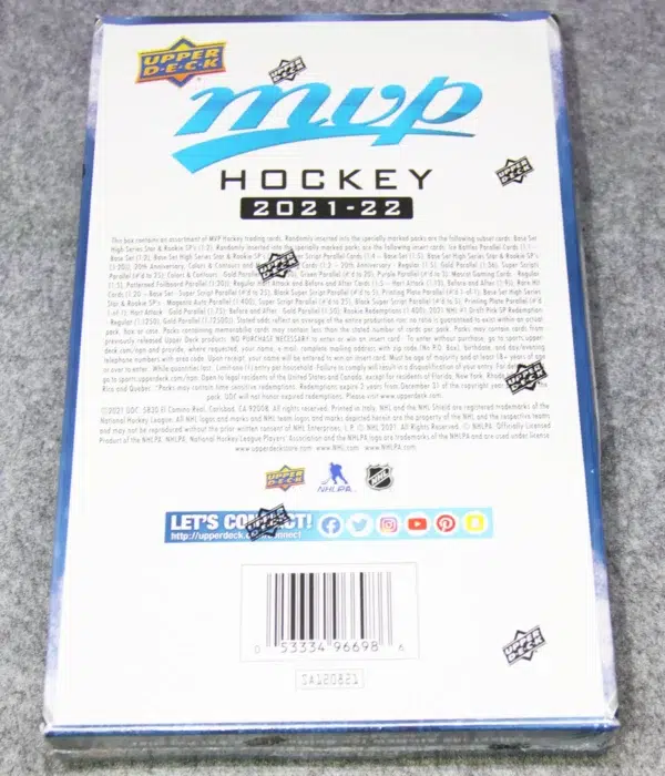 2021-22 Upper Deck MVP Hockey NHL Hobby Box - Sealed - back