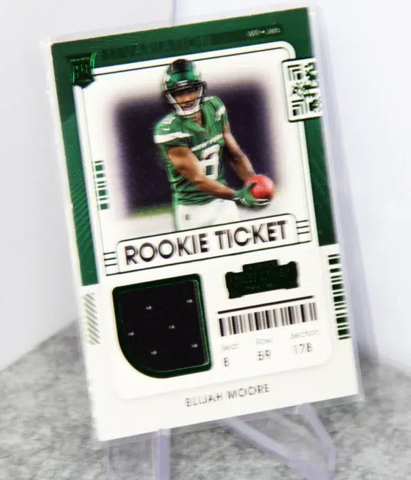 2021 Elijah Moore #RTS-EMO Panini Contenders Green Rookie Ticket RC Patch - stand