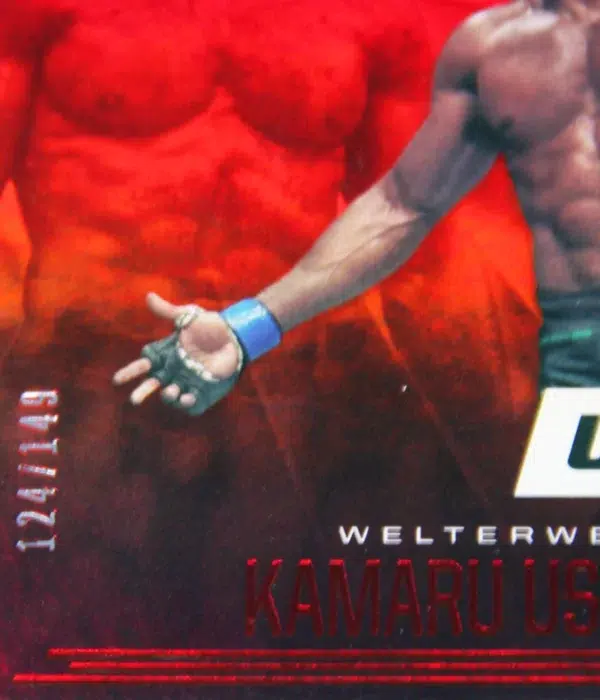 2021 Kamaru Usman #162 Panini UFC Chronicles Illusions Red Parallel SN#124 - detail