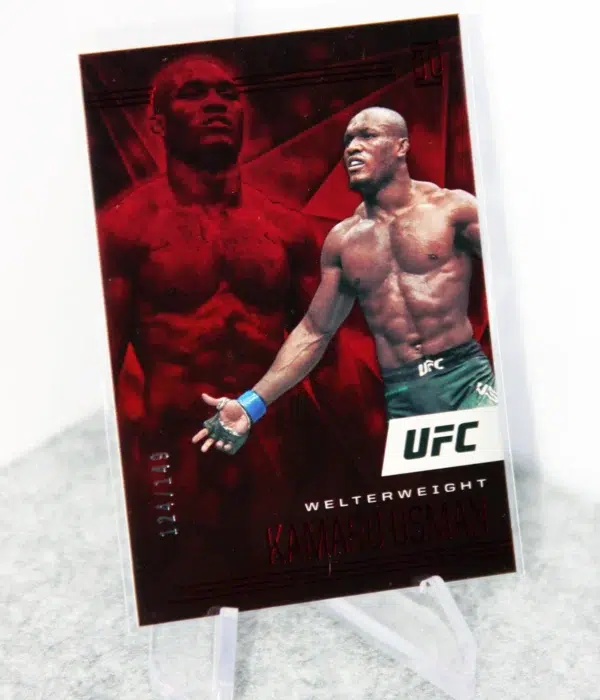 2021 Kamaru Usman #162 Panini UFC Chronicles Illusions Red Parallel SN#124 - stand