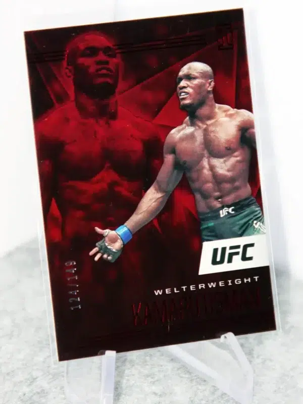 2021 Kamaru Usman #162 Panini UFC Chronicles Illusions Red Parallel SN#124 - stand