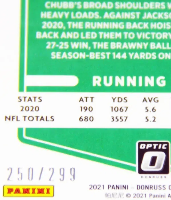 2021 Nick Chubb #141 Panini Donruss Optic Wave Prizm SN#250 - detail