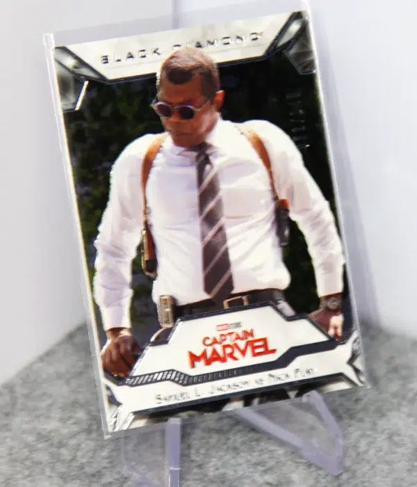 2021 Samuel L. Jackson as Nick Fury #87 Upper Deck Marvel Captain Marvel Black Diamond SN#52 - stand