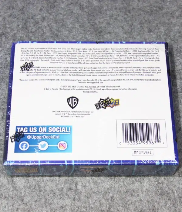 2021 Upper Deck Space Jam 2 A New Legacy Hobby Box - Sealed - back
