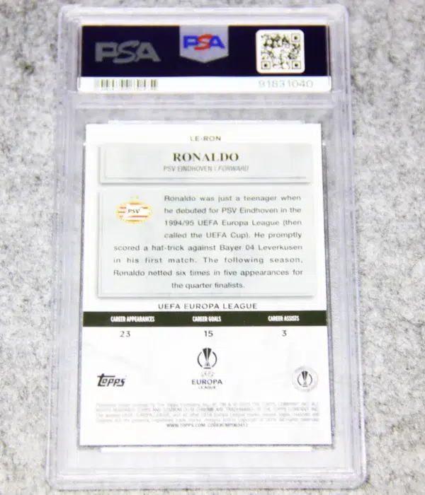 2022-23 Ronaldo #LE-RON Topps Stadium Club Chrome Legends Of Europe PSA 10 - back