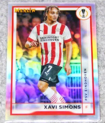 2022-23 Xavi Simons #107 Topps Merlin UEFA Europa League Refractor - front