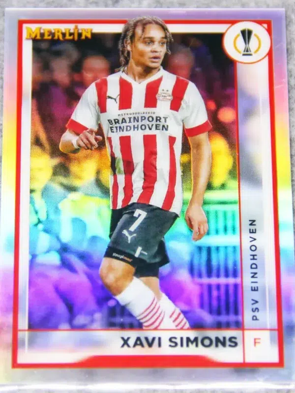 2022-23 Xavi Simons #107 Topps Merlin UEFA Europa League Refractor - front