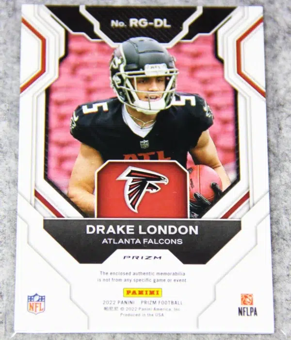 2022 Drake London #RG-DL Panini Prizm Rookie Gear Silver Prizm RC - back