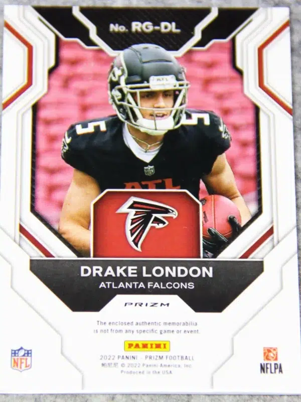 2022 Drake London #RG-DL Panini Prizm Rookie Gear Silver Prizm RC - back