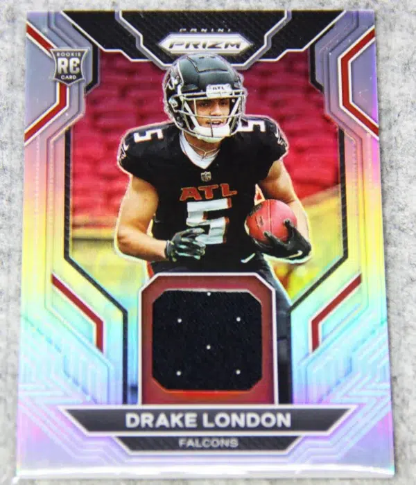 2022 Drake London #RG-DL Panini Prizm Rookie Gear Silver Prizm RC - front