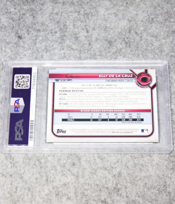 2022 Elly De La Cruz #BCP-50 Topps Bowman Chrome Prospects 1st Bowman RC PSA 9 MINT - back