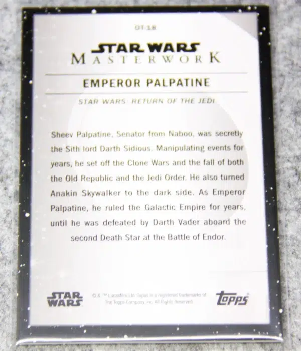 2022 Emperor Palpatine #OT-18 Topps Star Wars Masterwork Original Trilogy - back