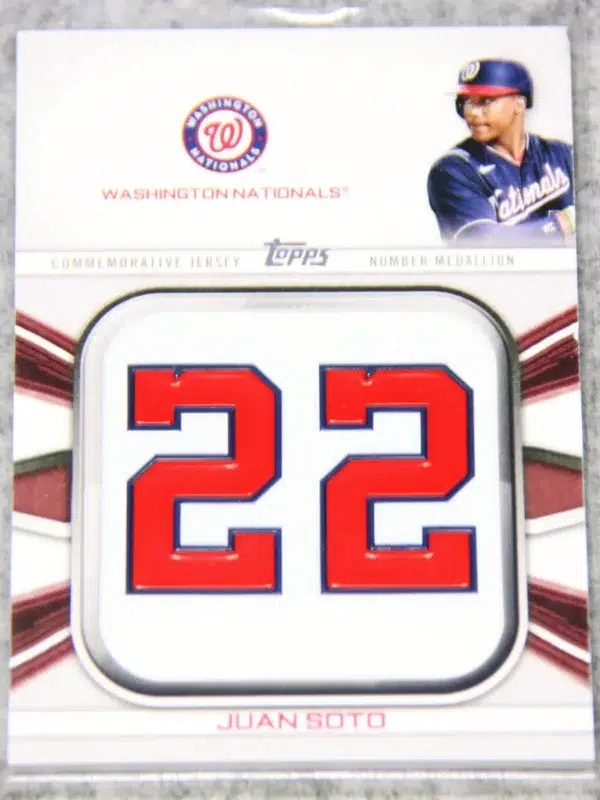 2022 Juan Soto #JNM-JS Topps Series 1 Commemorative Jersey Number Medallion - front
