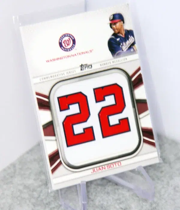2022 Juan Soto #JNM-JS Topps Series 1 Commemorative Jersey Number Medallion - stand