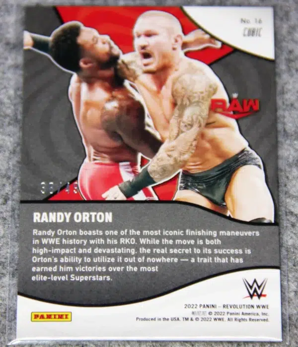 2022 Randy Orton #16 Panini Revolution WWE Shock Wave Cubic Parallel SN#38 - back