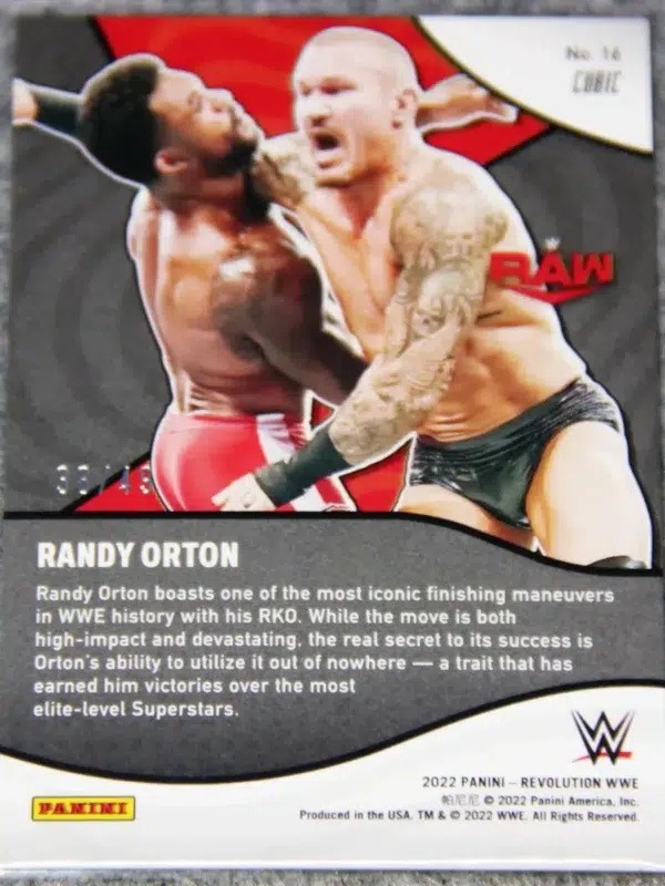2022 Randy Orton #16 Panini Revolution WWE Shock Wave Cubic Parallel SN#38 - back