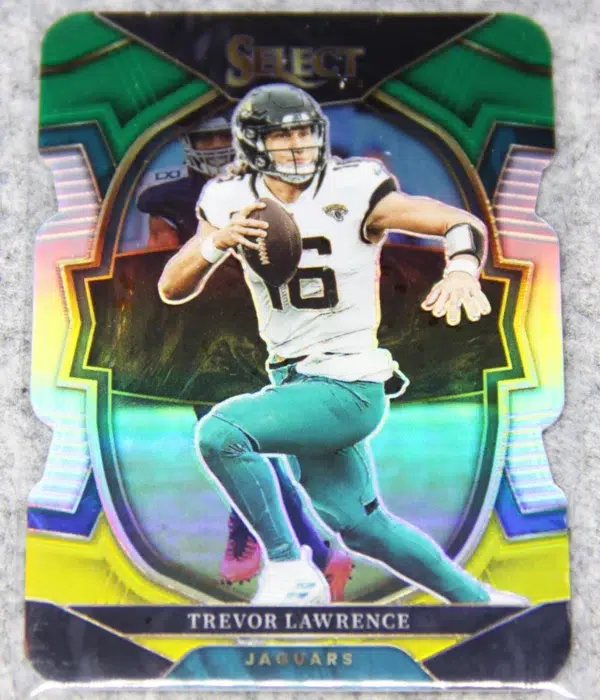 2022 Trevor Lawrence #41 Panini Select Concourse Green and Yellow Prizm Die-Cut - front