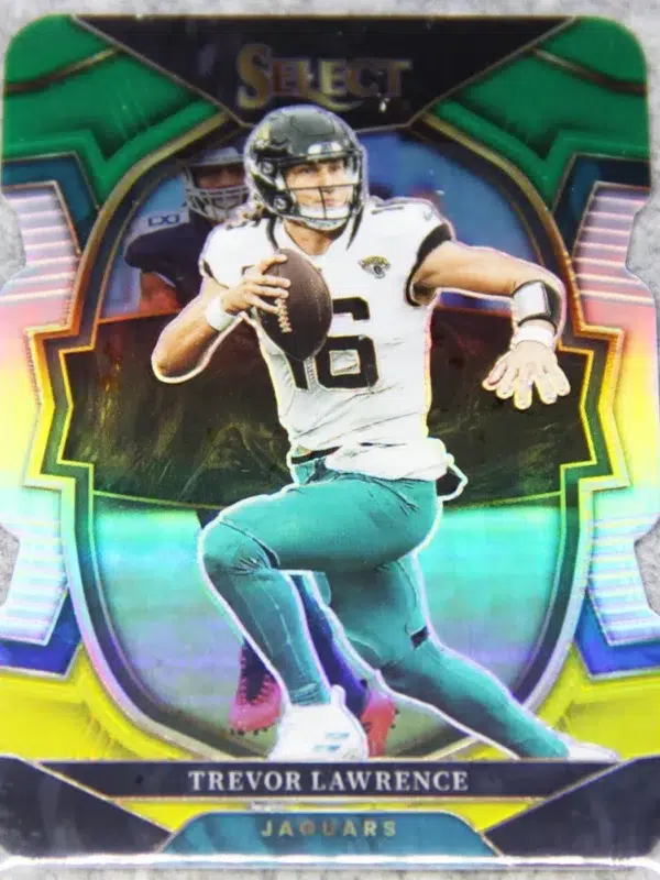 2022 Trevor Lawrence #41 Panini Select Concourse Green and Yellow Prizm Die-Cut - front