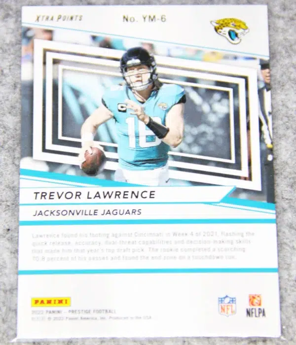 2022 Trevor Lawrence #YM-6 Panini Prestige Youth Movement Xtra Points Red Parallel SN#379 - back