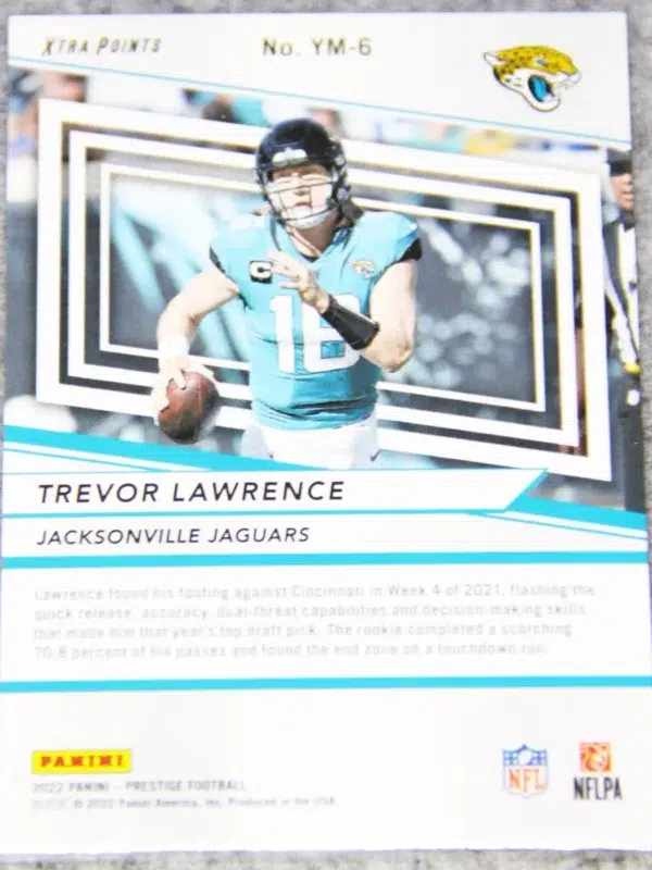 2022 Trevor Lawrence #YM-6 Panini Prestige Youth Movement Xtra Points Red Parallel SN#379 - back