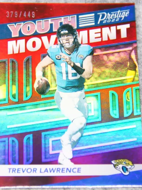 2022 Trevor Lawrence #YM-6 Panini Prestige Youth Movement Xtra Points Red Parallel SN#379 - front