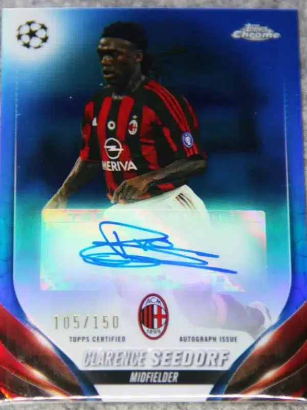 2023-24 Clarence Seedorf #CA-CS Topps Chrome UEFA Club Competitions Blue Refractor Autograph SN#105 - front