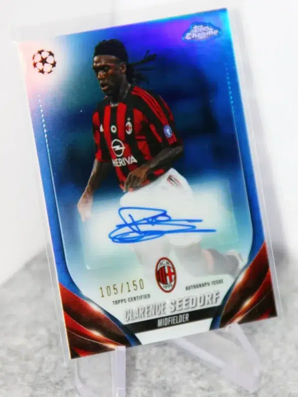 2023-24 Clarence Seedorf #CA-CS Topps Chrome UEFA Club Competitions Blue Refractor Autograph SN#105 - stand
