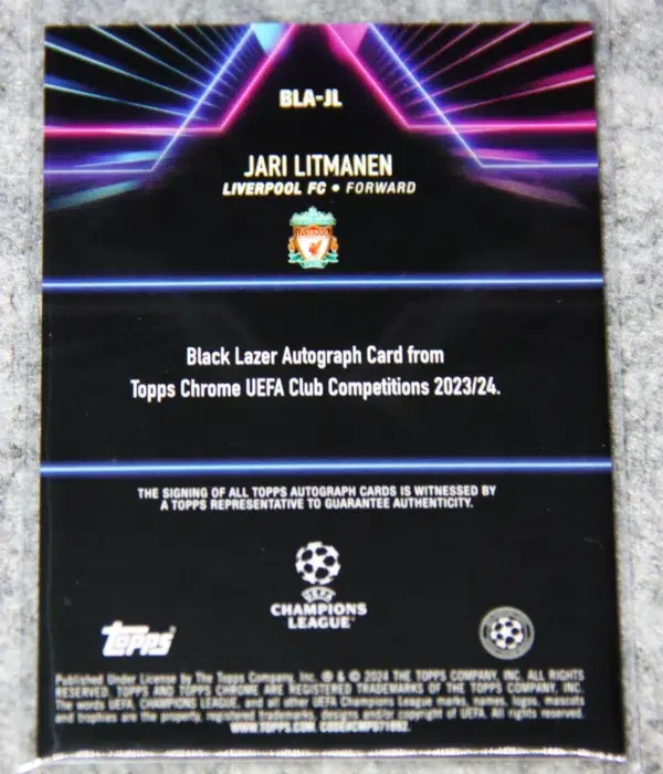 2023-24 Jari Litmanen #BLA-JL Topps Chrome UEFA Club Competitions Black Lazer Refractor Autograph - back