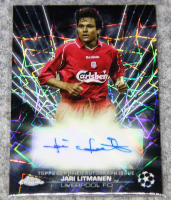 2023-24 Jari Litmanen #BLA-JL Topps Chrome UEFA Club Competitions Black Lazer Refractor Autograph - front