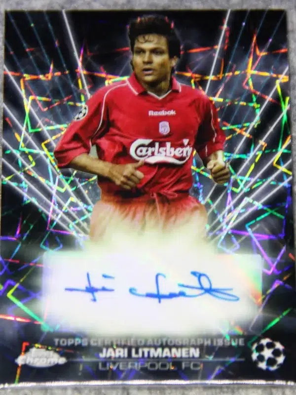 2023-24 Jari Litmanen #BLA-JL Topps Chrome UEFA Club Competitions Black Lazer Refractor Autograph - front