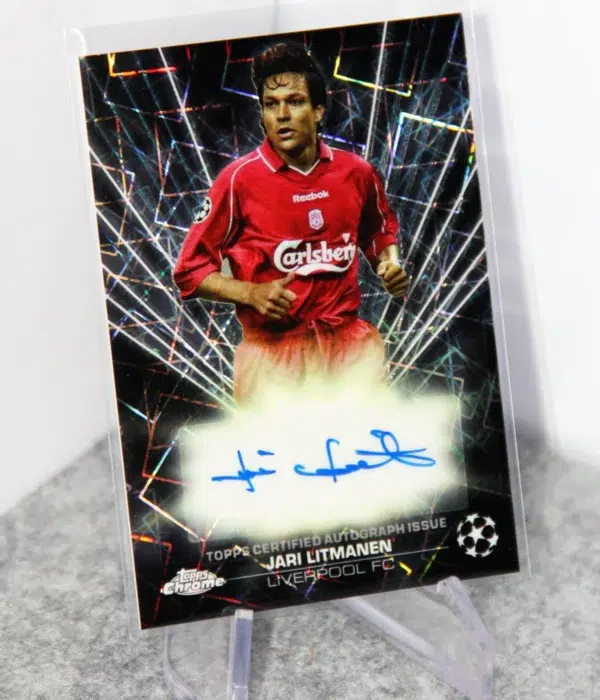 2023-24 Jari Litmanen #BLA-JL Topps Chrome UEFA Club Competitions Black Lazer Refractor Autograph - stand