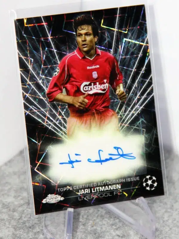 2023-24 Jari Litmanen #BLA-JL Topps Chrome UEFA Club Competitions Black Lazer Refractor Autograph - stand