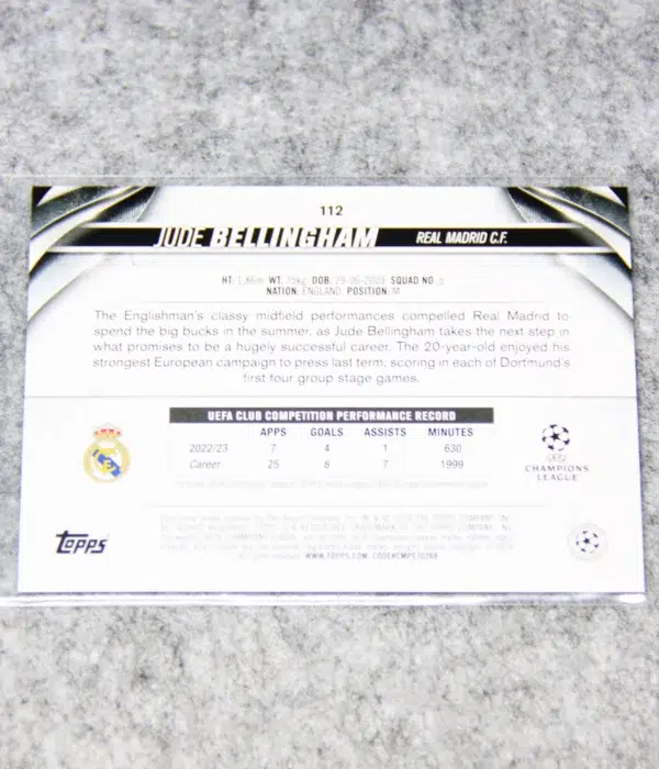 2023-24 Jude Bellingham #112 Topps UEFA Club Competition Gold Starball Refractor - back