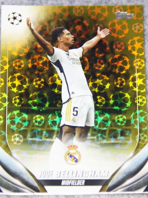 2023-24 Jude Bellingham #112 Topps UEFA Club Competition Gold Starball Refractor - front