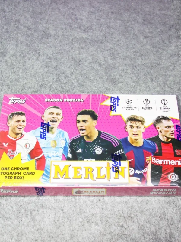 2023-24 Topps Chrome Merlin UEFA Club Competitions Soccer Hobby Box - Sealed - front