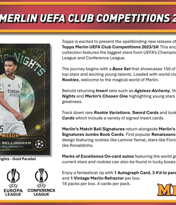 2023-24 Topps Chrome Merlin UEFA Club Competitions Soccer Hobby Box - Sealed - supplier6