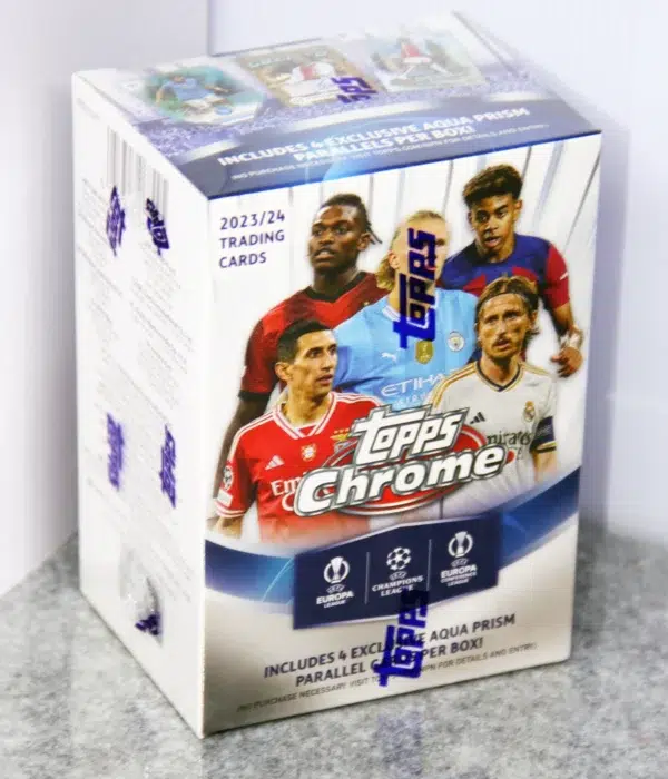 2023-24 Topps UEFA Chrome Club Competitions Value Box - Sealed - stand