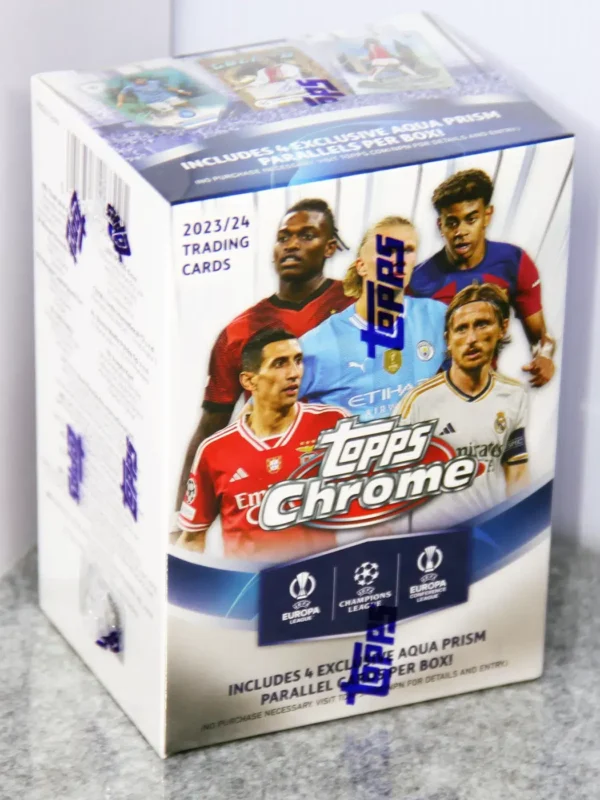 2023-24 Topps UEFA Chrome Club Competitions Value Box - Sealed - stand
