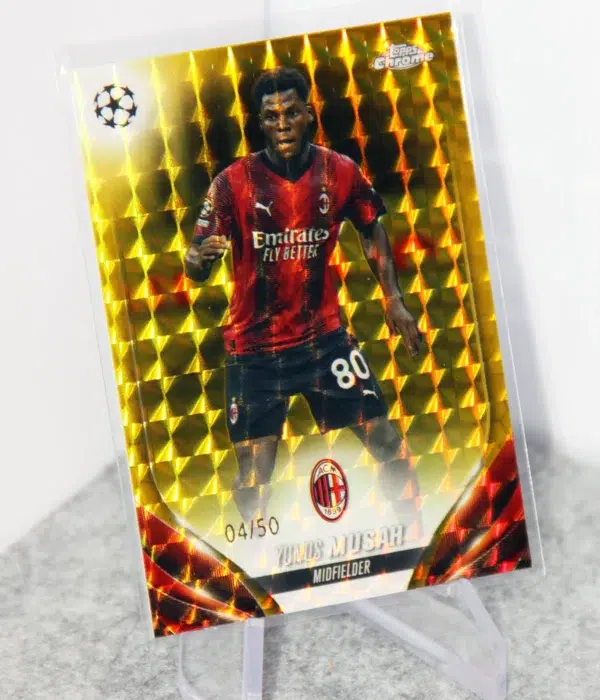 2023-24 Yunus Musah #89 Topps Chrome UEFA Champions League Gold Geometric Refractor SN#4 - stand