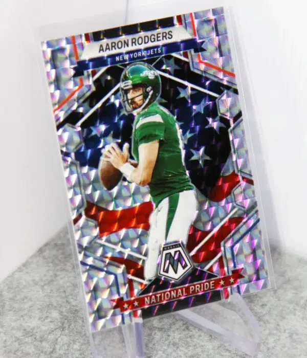 2023 Aaron Rodgers #253 Panini Mosaic National Pride Silver Mosaic Prizm - stand