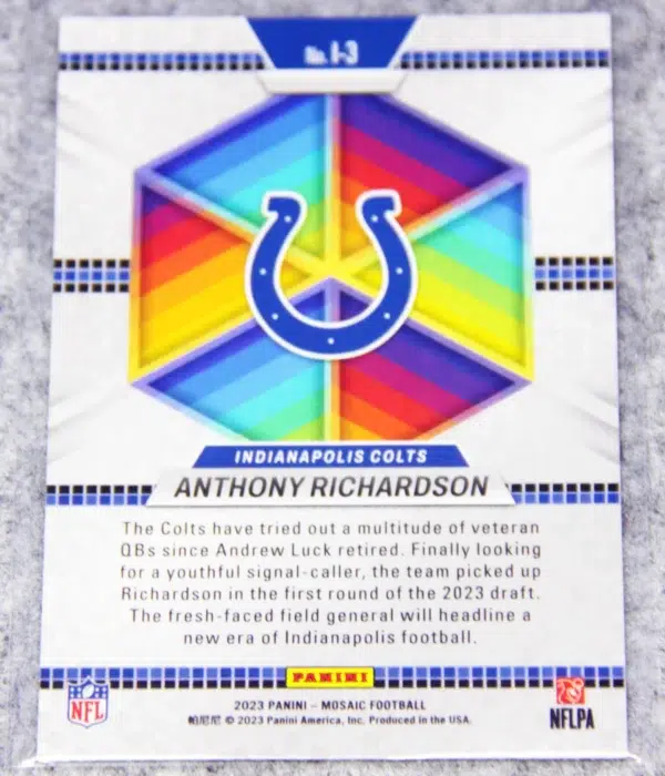 2023 Anthony Richardson #I-3 Panini Mosaic No Huddle Introductions RC - back