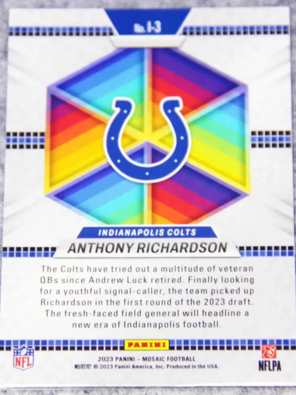 2023 Anthony Richardson #I-3 Panini Mosaic No Huddle Introductions RC - back