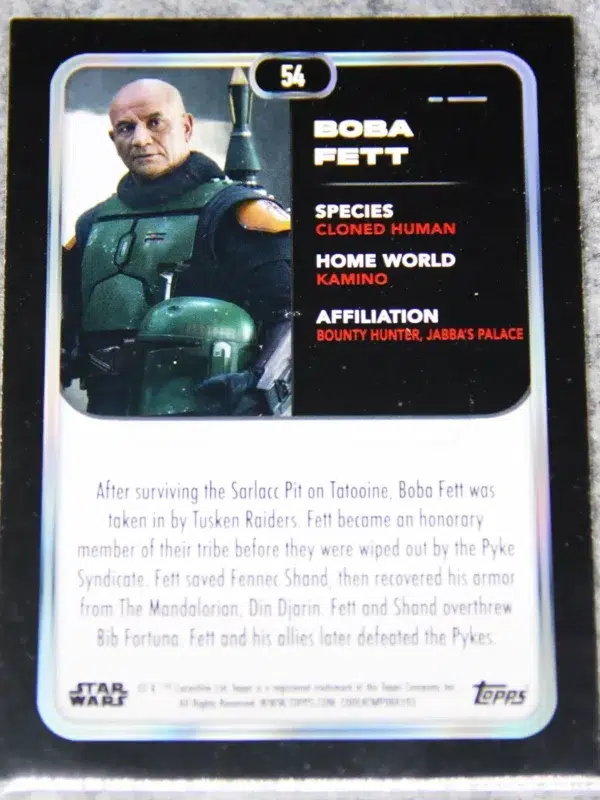 2023 Boba Fett #54 Topps Star Wars The Book of Boba Fett - back
