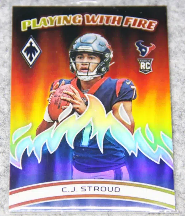 2023 C.J. Stroud #PWF-2 Panini Phoenix Playing With Fire Silver Holo RC - front