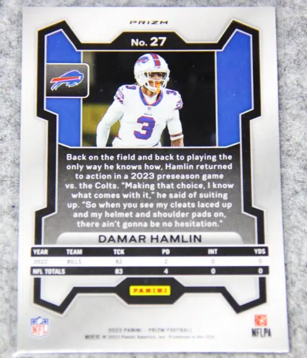 2023 Damar Hamlin #27 Panini Prizm Silver Prizm - back
