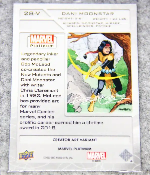 2023 Dani Moonstar #28-V Upper Deck Marvel Platinum Creator Art Variant SP - back