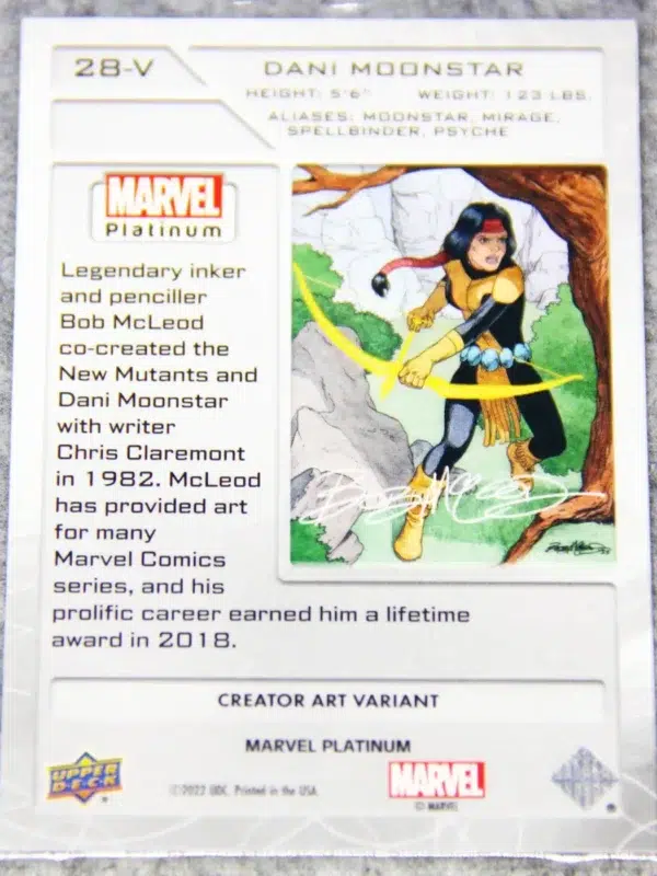 2023 Dani Moonstar #28-V Upper Deck Marvel Platinum Creator Art Variant SP - back