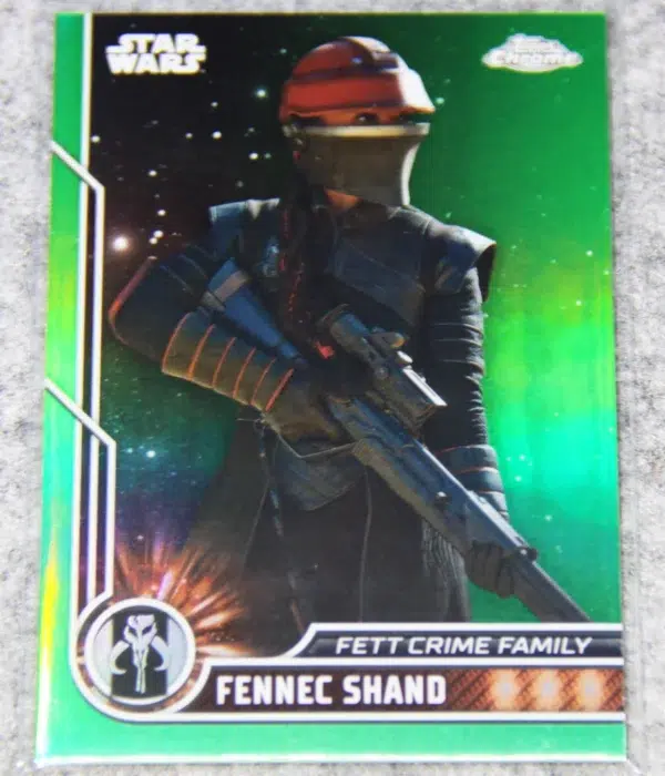 2023 Fennec Shand #90 Topps Star Wars Chrome Fett Crime Family Green Refractor SN#47 - front